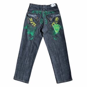 Raw Blue Men’s Vintage Y2K Gray Embroidered Denim Jeans